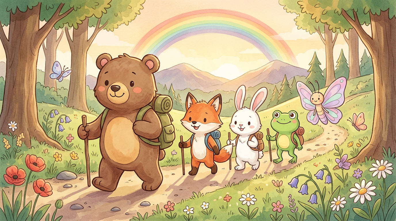 Bruno, Pip, Finn, Leo and Mia setting off on a growth-mindset adventure
